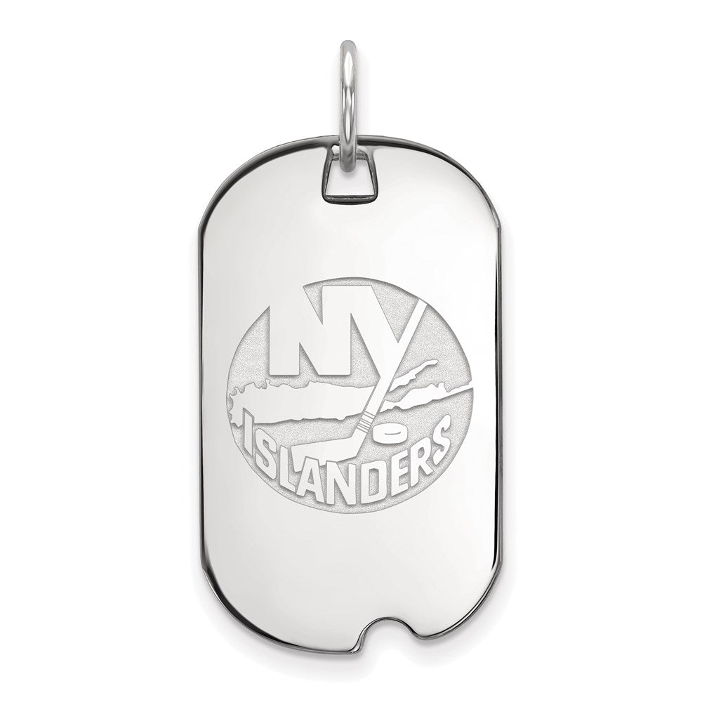 Sterlingsilber Rhodiniert Nhl Logoart New York Islanders Klein Erkennungsmarke Anhänger