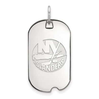 Sterlingsilber Rhodiniert Nhl Logoart New York Islanders Klein Erkennungsmarke Anhänger