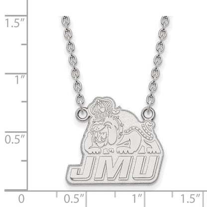Sterlingsilber Rhodiniert Logoart James Madison University Groß Anhänger 18 Zoll Halskette