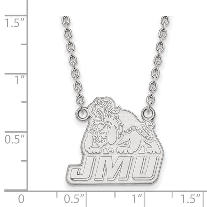 10K Weißgold Logoart James Madison University Groß Anhänger 18 Zoll Halskette