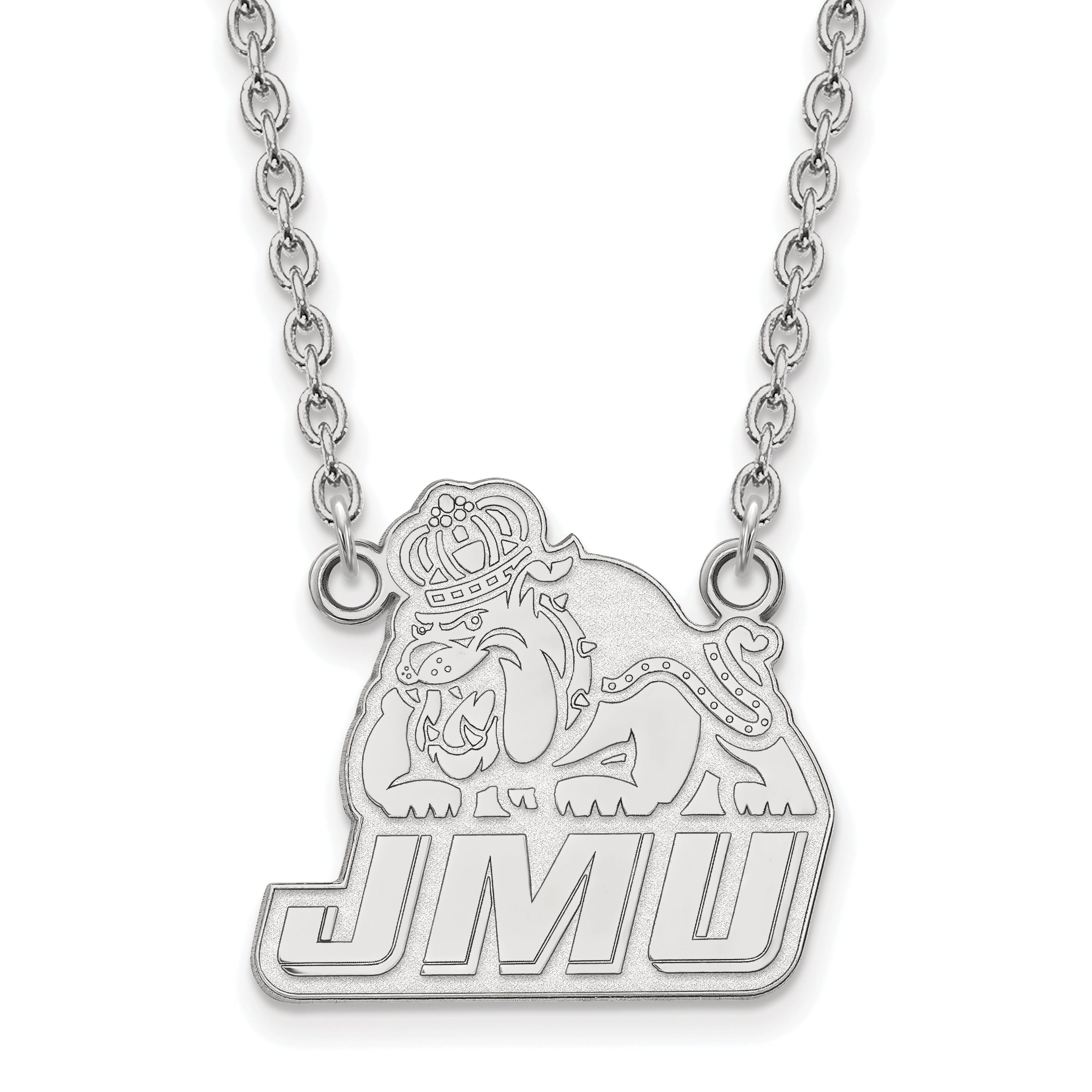 10K Weißgold Logoart James Madison University Groß Anhänger 18 Zoll Halskette