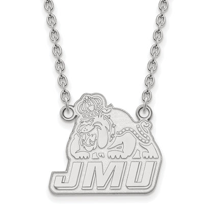 10K Weißgold Logoart James Madison University Groß Anhänger 18 Zoll Halskette