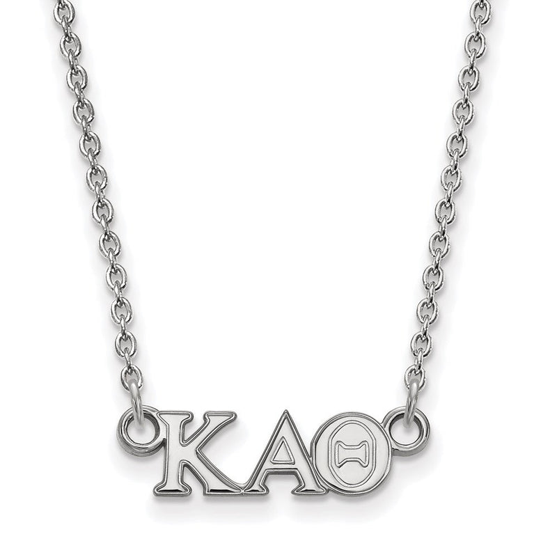 Sterlingsilber Rhodiniert Logoart Kappa Alpha Theta Sorority Greek Buchstaben Extra Klein Anhänger 18 Zoll Halskette