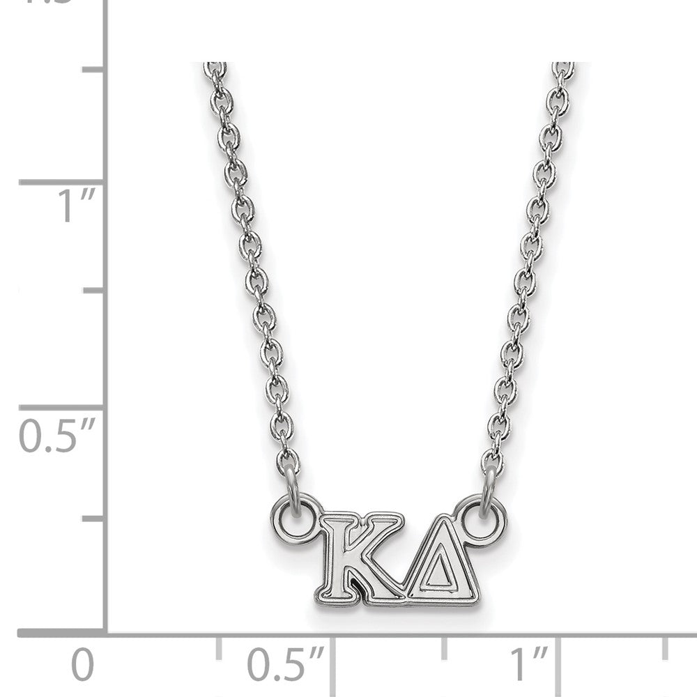 Sterlingsilber Rhodiniert Logoart Kappa Delta Sorority Greek Buchstaben Extra Klein Anhänger 18 Zoll Halskette