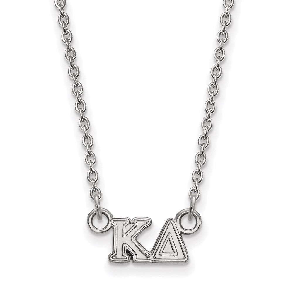 Sterlingsilber Rhodiniert Logoart Kappa Delta Sorority Greek Buchstaben Extra Klein Anhänger 18 Zoll Halskette