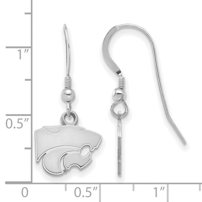 Sterlingsilber Rhodiniert Logoart Kansas State University Wildkatze Extra Klein Hängend Draht Ohrringe