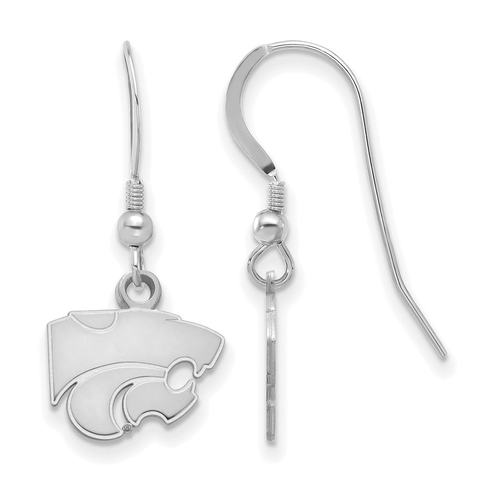 Sterlingsilber Rhodiniert Logoart Kansas State University Wildkatze Extra Klein Hängend Draht Ohrringe
