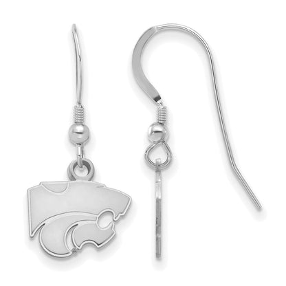 Sterlingsilber Rhodiniert Logoart Kansas State University Wildkatze Extra Klein Hängend Draht Ohrringe