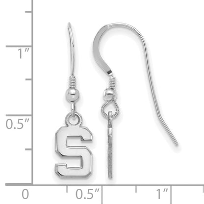 Sterlingsilber Rhodiniert Logoart Michigan State University Buchstabe S Extra Klein Hängend Draht Ohrringe
