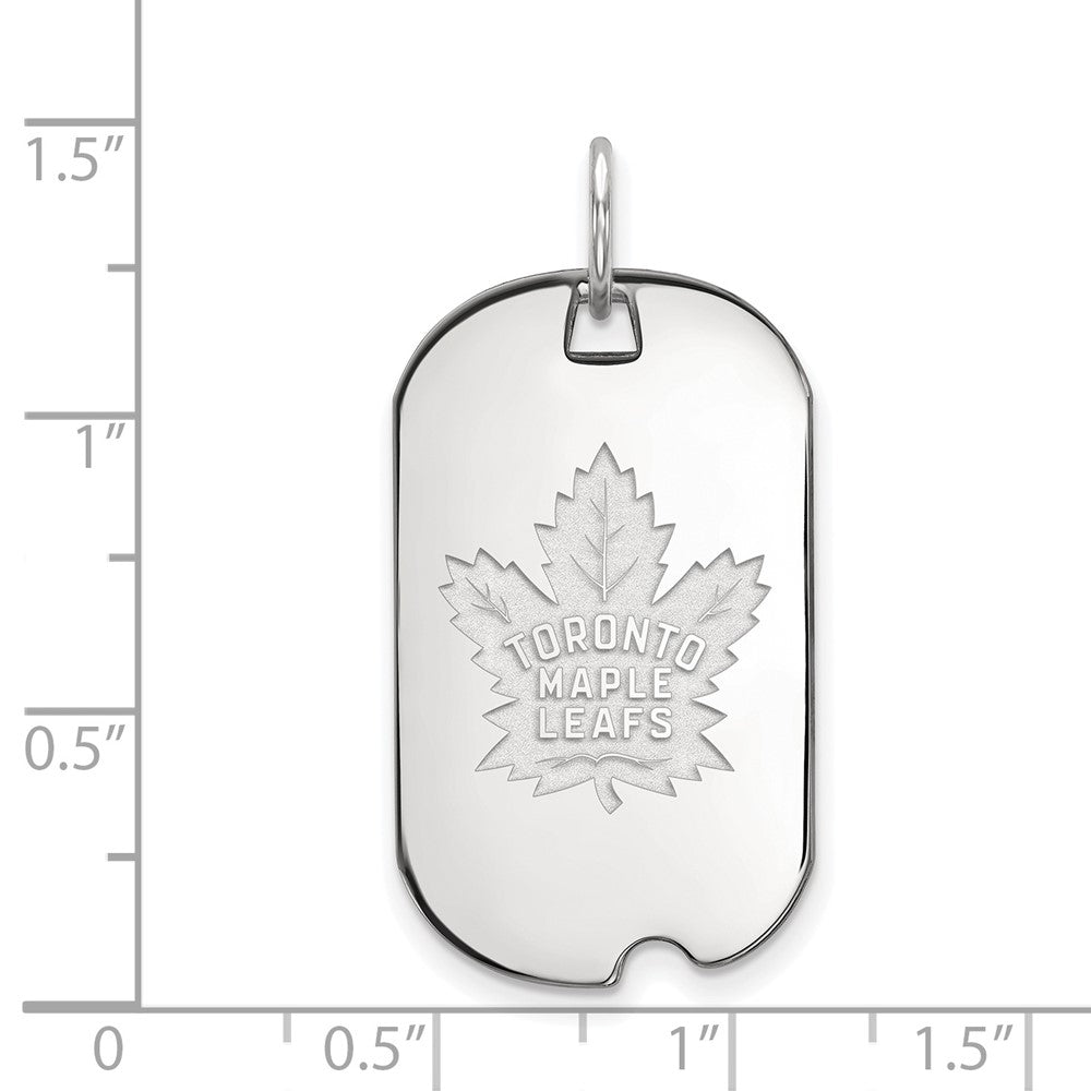 Sterlingsilber Rhodiniert Nhl Logoart Toronto Maple Leafs Klein Erkennungsmarke Anhänger