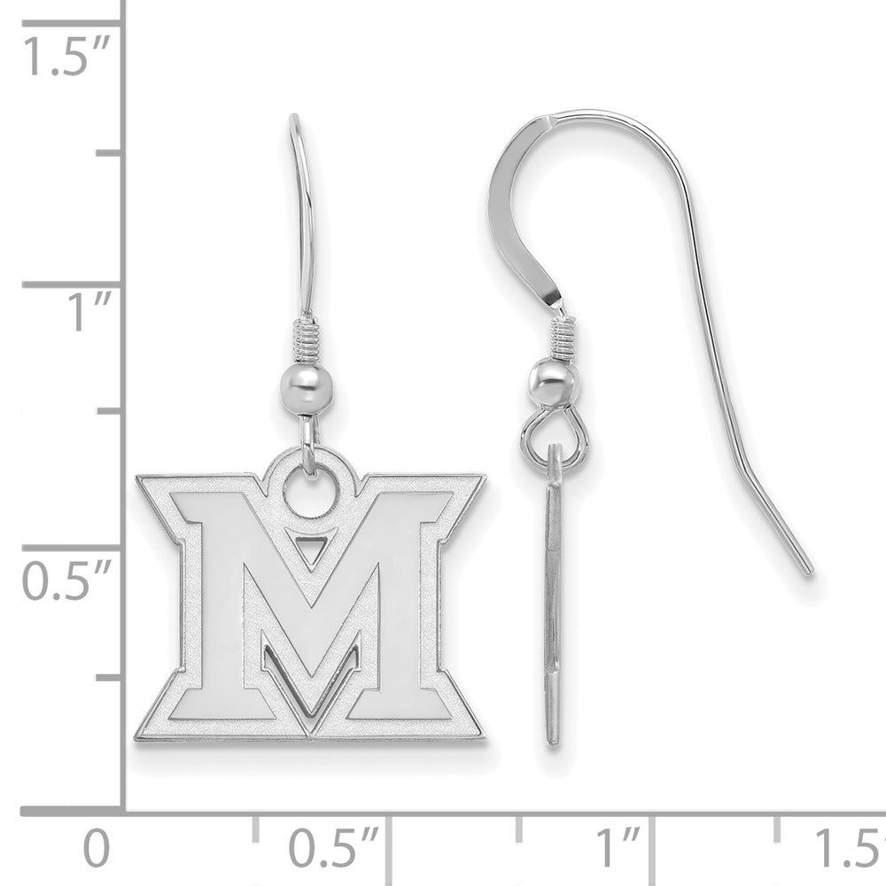 Sterlingsilber Rhodiniert Logoart Miami University Ohio Buchstabe M Klein Hängend Draht Ohrringe
