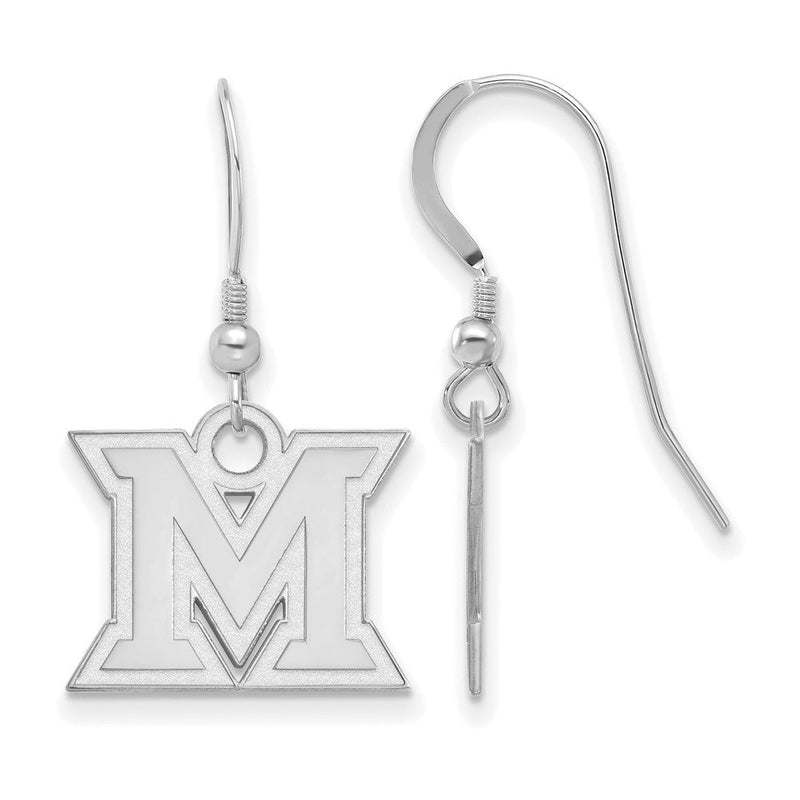 Sterlingsilber Rhodiniert Logoart Miami University Ohio Buchstabe M Klein Hängend Draht Ohrringe