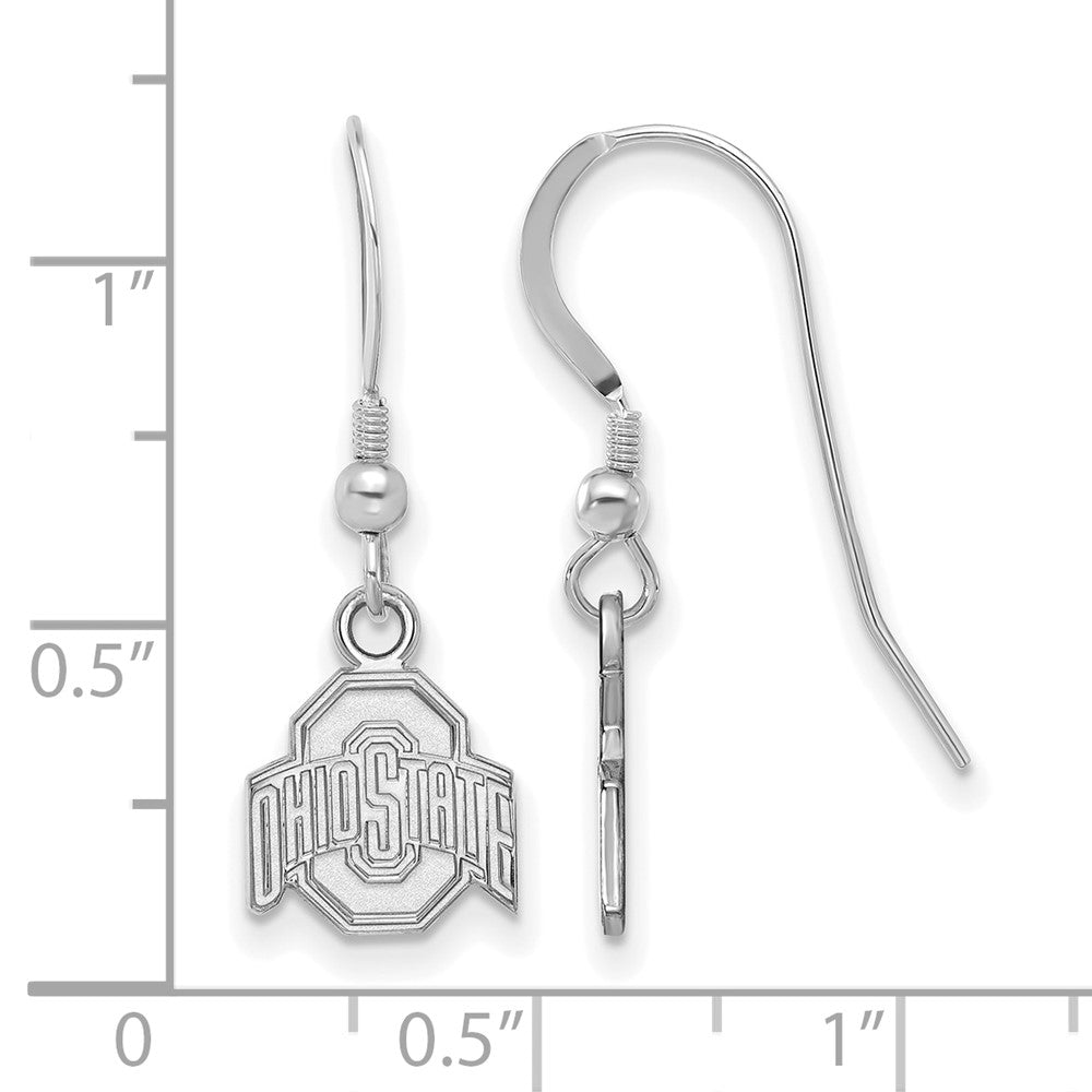 Sterlingsilber Rhodiniert Logoart The Ohio State University Extra Klein Hängend Draht Ohrringe