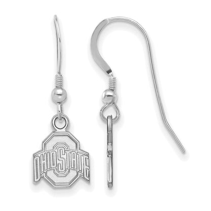 Sterlingsilber Rhodiniert Logoart The Ohio State University Extra Klein Hängend Draht Ohrringe