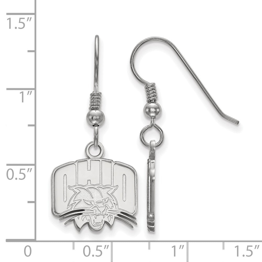 Sterlingsilber Rhodiniert Logoart Ohio University Klein Hängend Draht Ohrringe