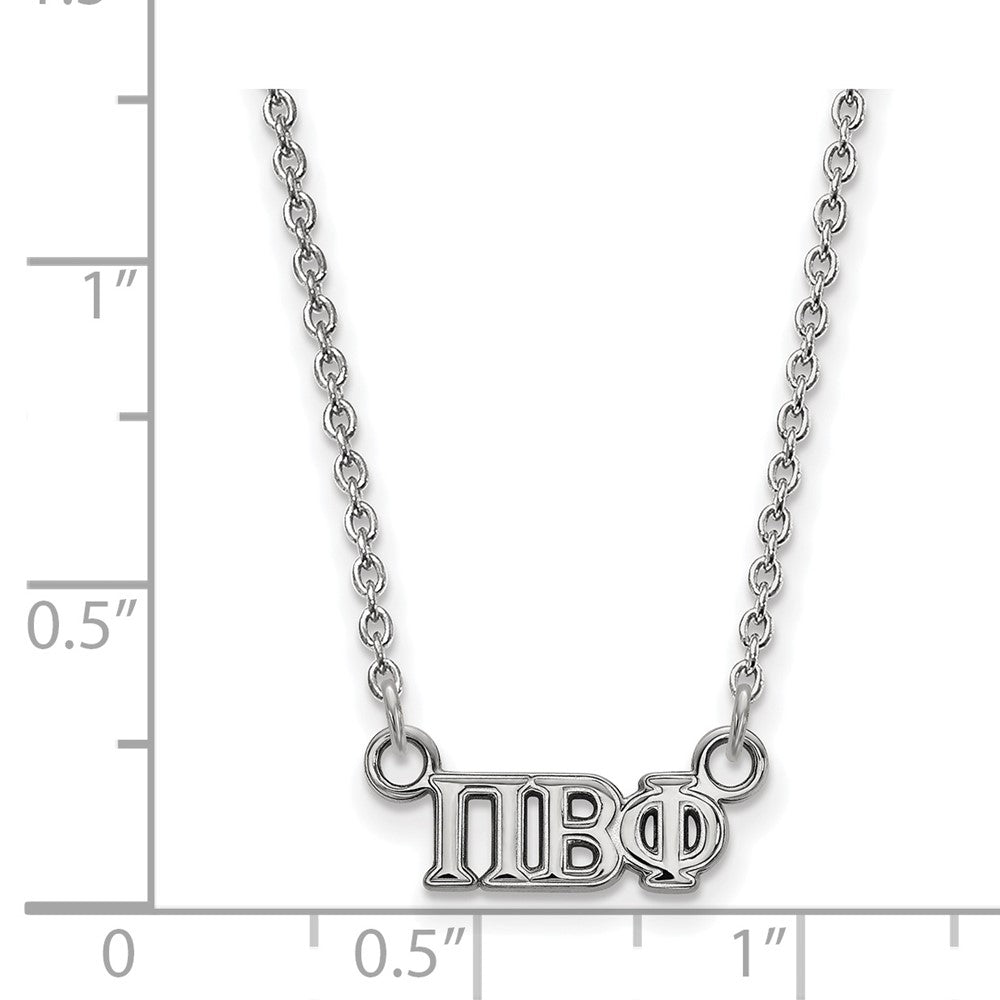 Sterlingsilber Rhodiniert Logoart Pi Beta Phi Sorority Greek Buchstaben Extra Klein Anhänger 18 Zoll Halskette
