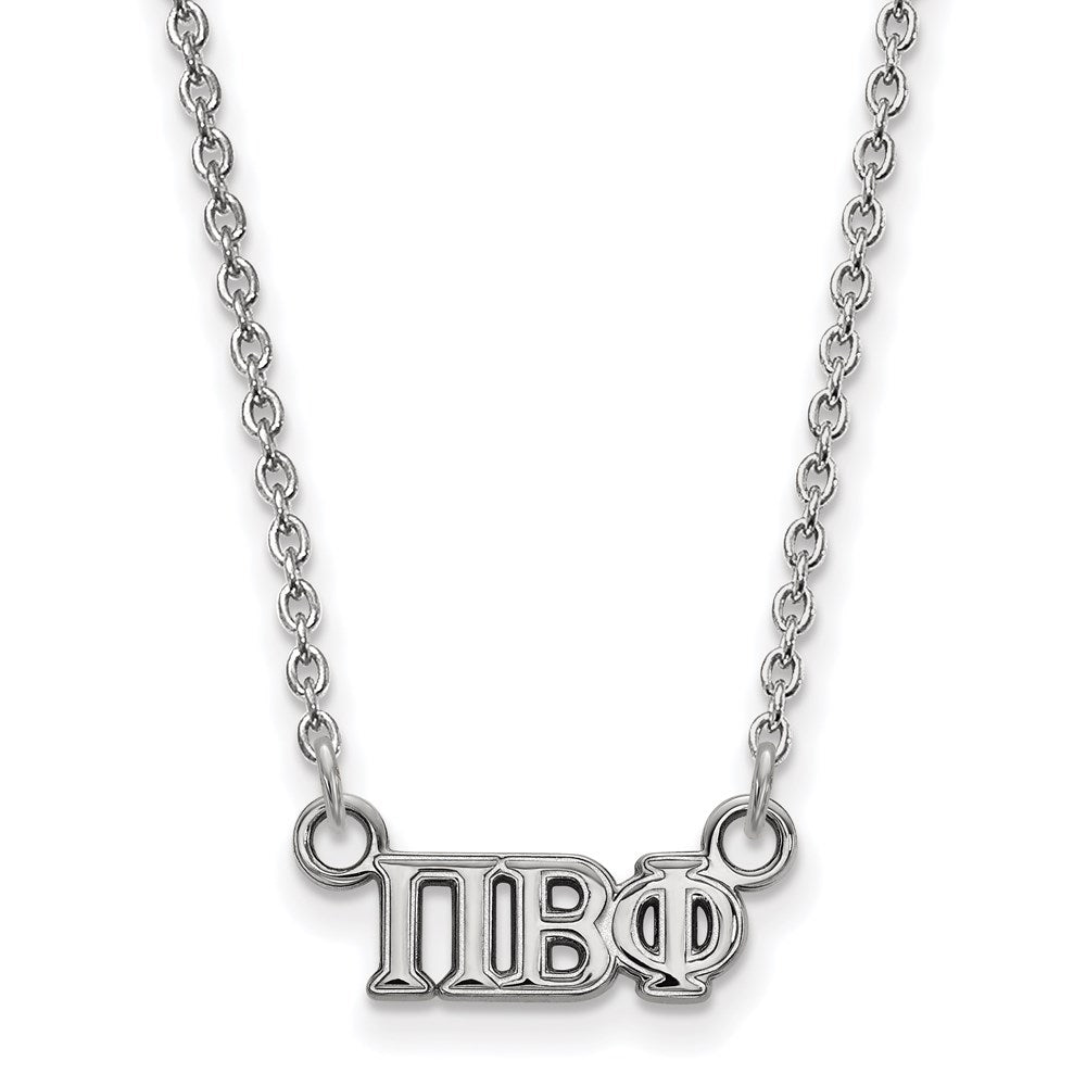 Sterlingsilber Rhodiniert Logoart Pi Beta Phi Sorority Greek Buchstaben Extra Klein Anhänger 18 Zoll Halskette