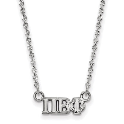 Sterlingsilber Rhodiniert Logoart Pi Beta Phi Sorority Greek Buchstaben Extra Klein Anhänger 18 Zoll Halskette