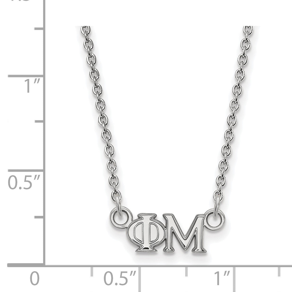 Sterlingsilber Rhodiniert Logoart Phi Mu Sorority Greek Buchstaben Extra Klein Anhänger 18 Zoll Halskette