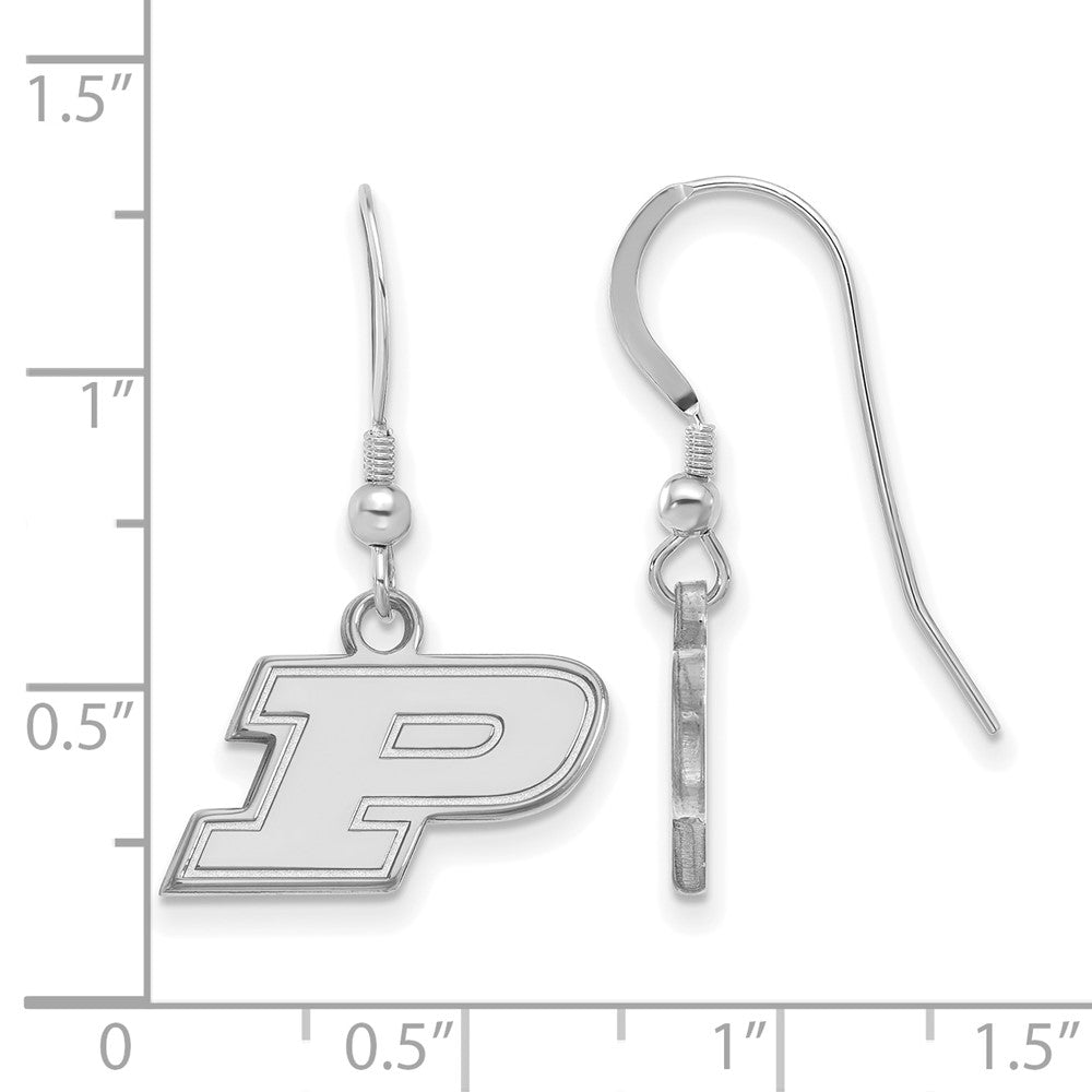 Sterlingsilber Rhodiniert Logoart Purdue University Buchstabe P Extra Klein Hängend Draht Ohrringe