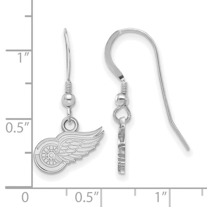 Sterlingsilber Rhodiniert Nhl Logoart Detroit Rot Flügel Extra Klein Hängend Draht Ohrringe
