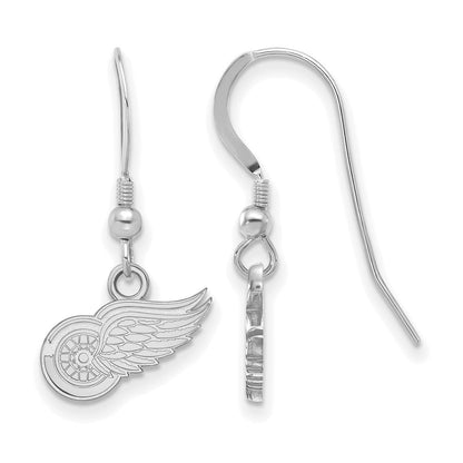 Sterlingsilber Rhodiniert Nhl Logoart Detroit Rot Flügel Extra Klein Hängend Draht Ohrringe