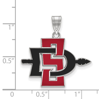Sterlingsilber Rhodiniert Logoart San Diego State University Groß Emailliert Anhänger