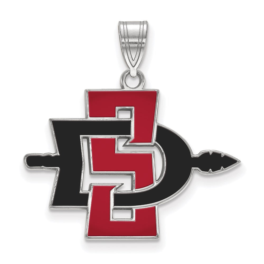 Sterlingsilber Rhodiniert Logoart San Diego State University Groß Emailliert Anhänger