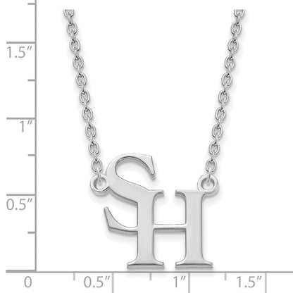 Sterlingsilber Rhodiniert Logoart Sam Houston State University Groß Anhänger 18 Zoll Halskette