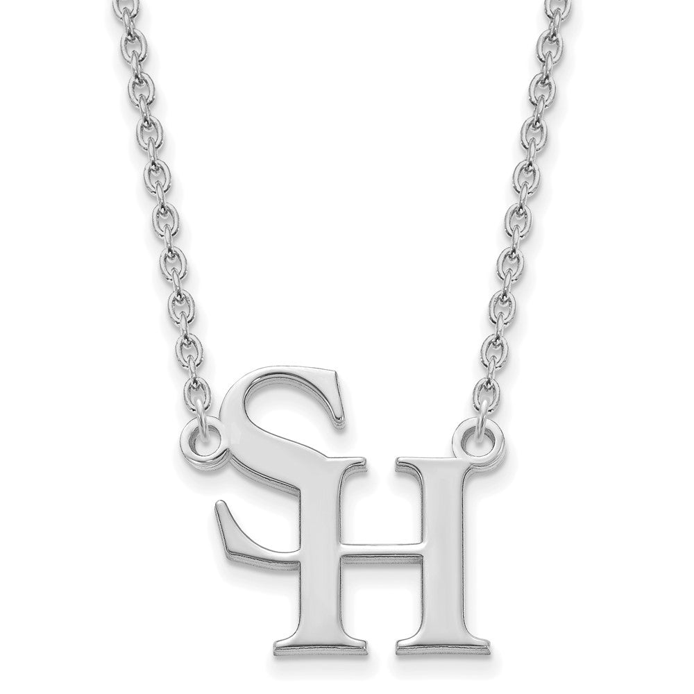 Sterlingsilber Rhodiniert Logoart Sam Houston State University Groß Anhänger 18 Zoll Halskette