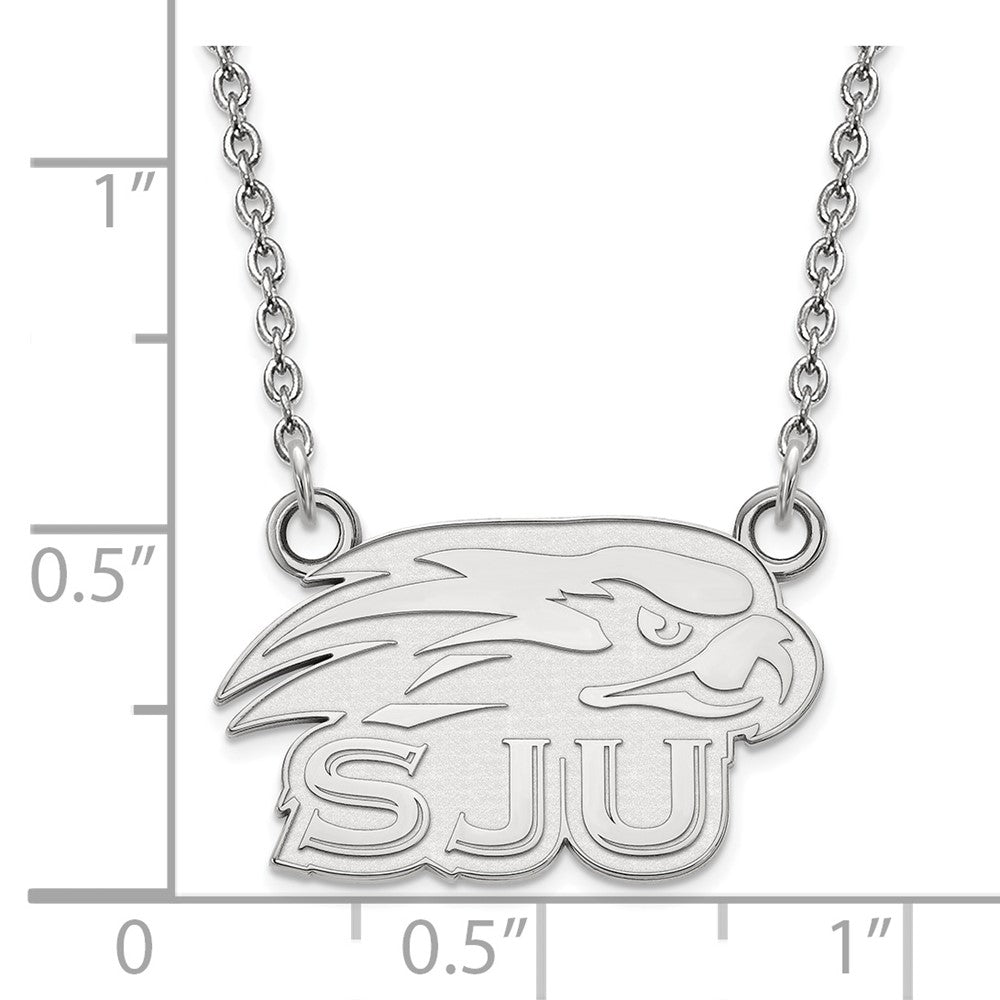Sterlingsilber Rhodiniert Logoart Saint Joseph University Hawks Klein Anhänger 18 Zoll Halskette