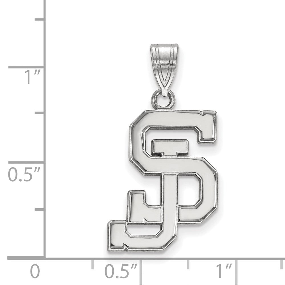 10K Weißgold Logoart San Jose State University S J Groß Anhänger
