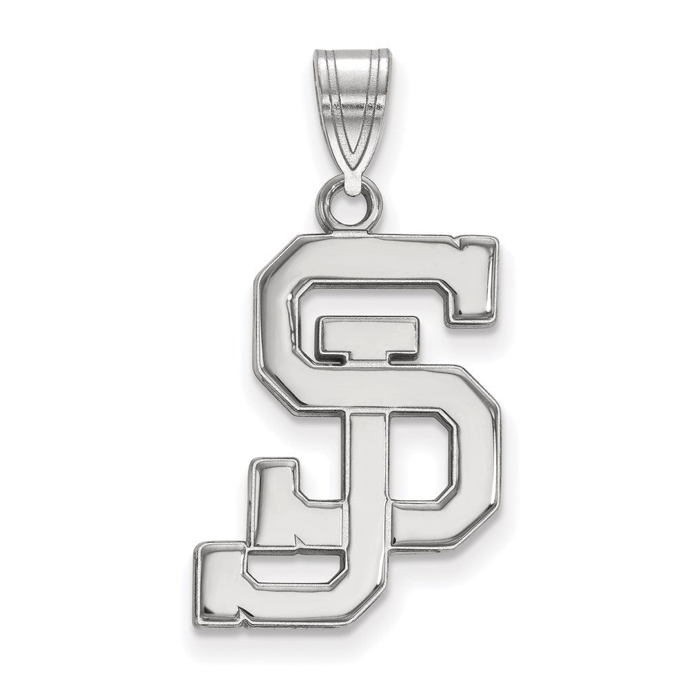 10K Weißgold Logoart San Jose State University S J Groß Anhänger