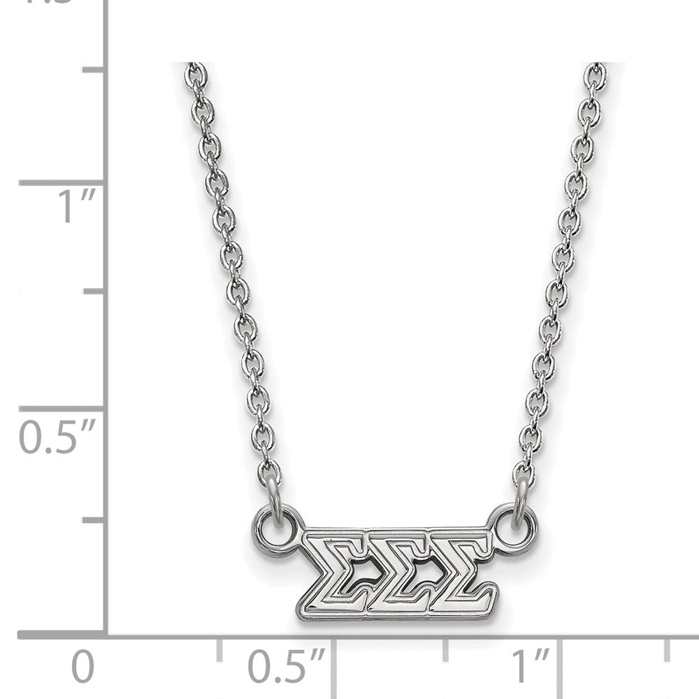 Sterlingsilber Rhodiniert Logoart Sigma Sorority Greek Buchstaben Extra Klein Anhänger 18 Zoll Halskette