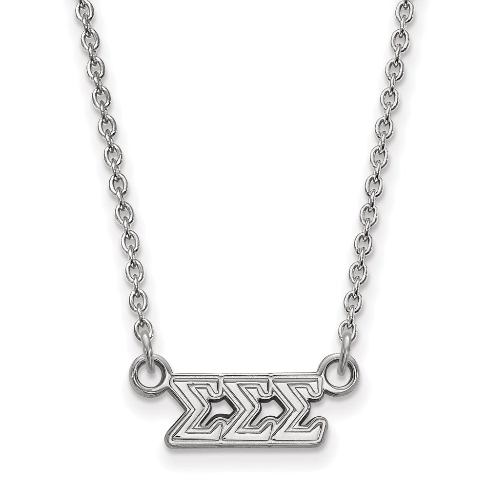Sterlingsilber Rhodiniert Logoart Sigma Sorority Greek Buchstaben Extra Klein Anhänger 18 Zoll Halskette