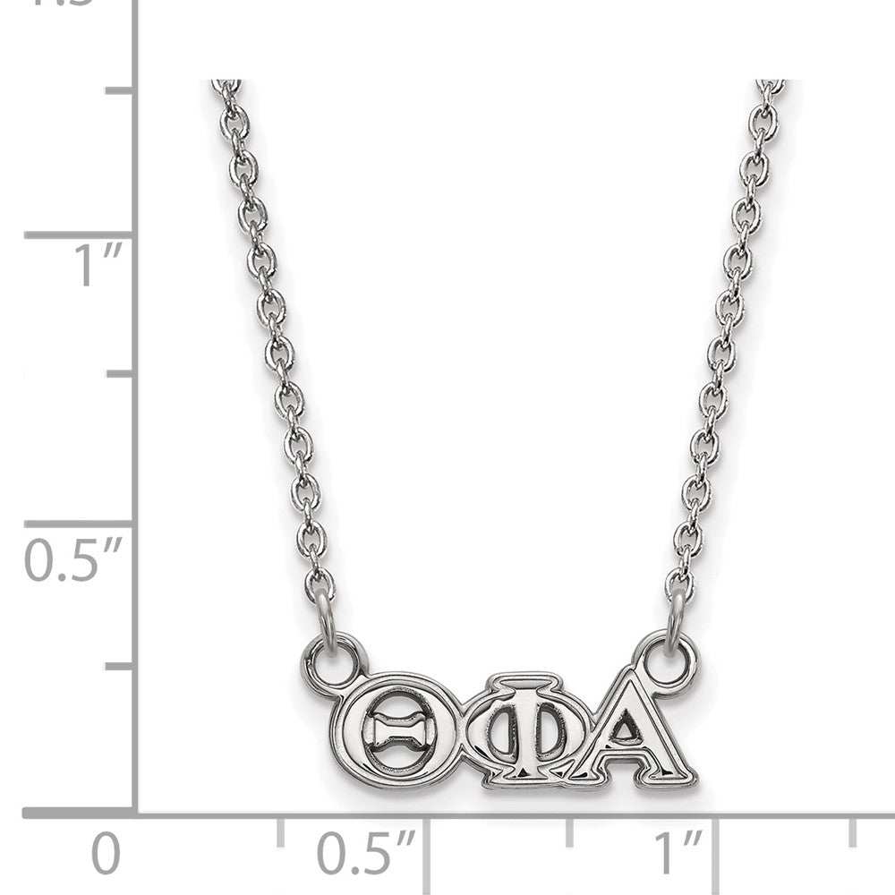 Sterlingsilber Rhodiniert Logoart Theta Phi Alpha Sorority Greek Buchstaben Extra Klein Anhänger 18 Zoll Halskette