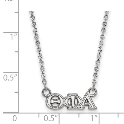 Sterlingsilber Rhodiniert Logoart Theta Phi Alpha Sorority Greek Buchstaben Extra Klein Anhänger 18 Zoll Halskette