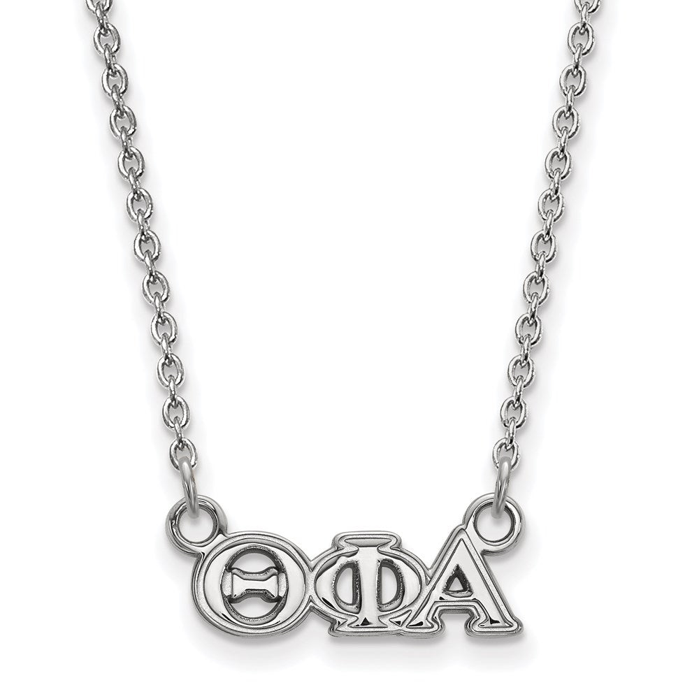 Sterlingsilber Rhodiniert Logoart Theta Phi Alpha Sorority Greek Buchstaben Extra Klein Anhänger 18 Zoll Halskette