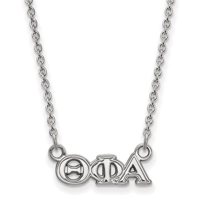 Sterlingsilber Rhodiniert Logoart Theta Phi Alpha Sorority Greek Buchstaben Extra Klein Anhänger 18 Zoll Halskette