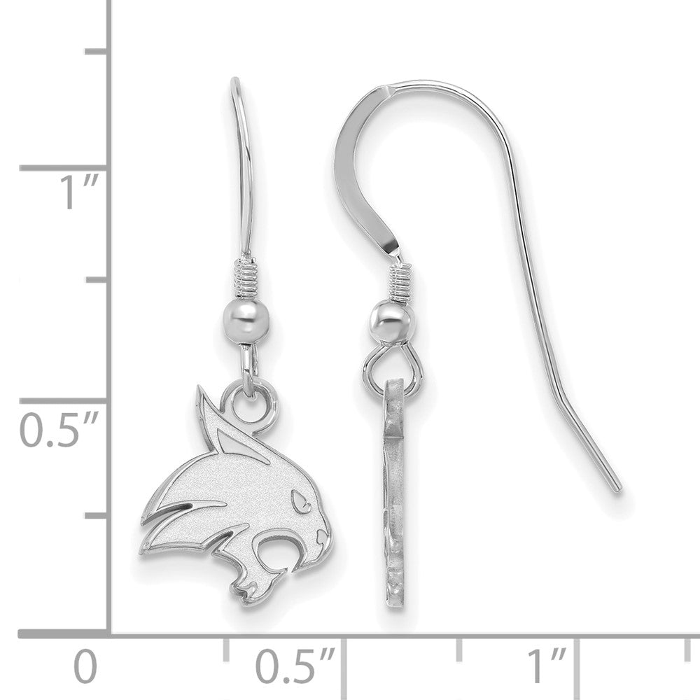 Sterlingsilber Rhodiniert Logoart Texas State University Bobcat Klein Hängend Draht Ohrringe