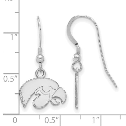 Sterlingsilber Rhodiniert Logoart University Of Iowa Hawk Extra Klein Hängend Draht Ohrringe