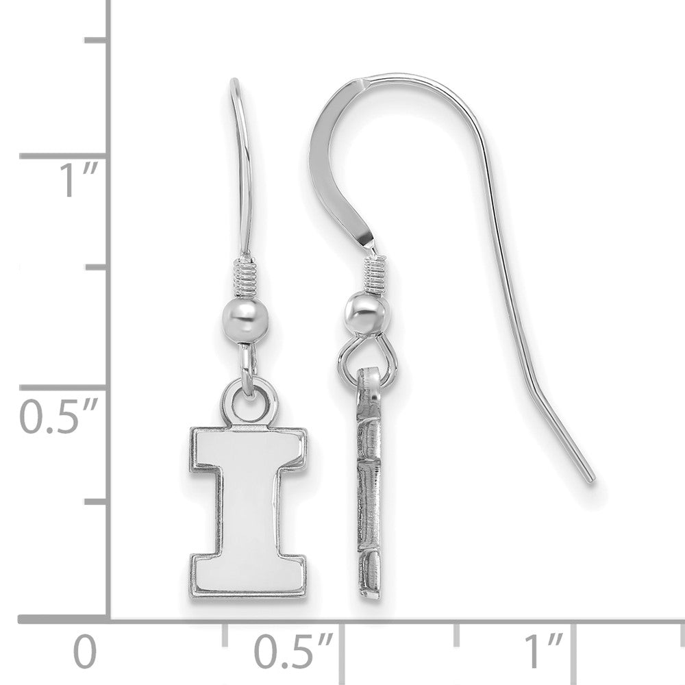 Sterlingsilber Rhodiniert Logoart University Of Illinois Buchstabe I Extra Klein Hängend Draht Ohrringe