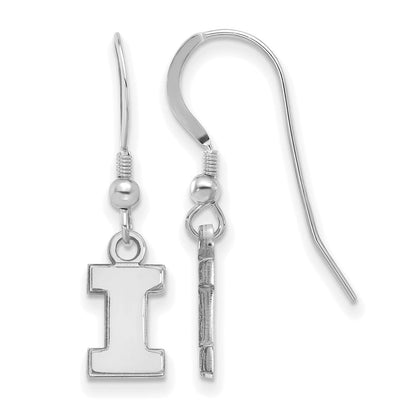 Sterlingsilber Rhodiniert Logoart University Of Illinois Buchstabe I Extra Klein Hängend Draht Ohrringe