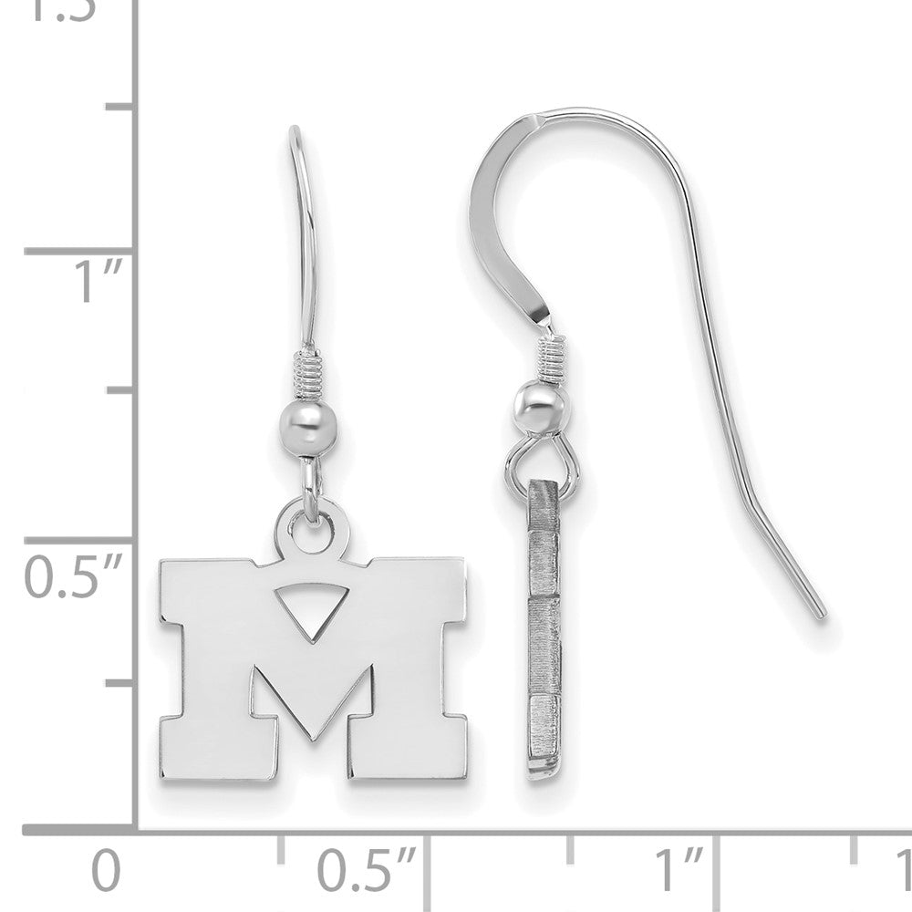 Sterlingsilber Rhodiniert Logoart University Of Michigan Buchstabe M Extra Klein Hängend Draht Ohrringe