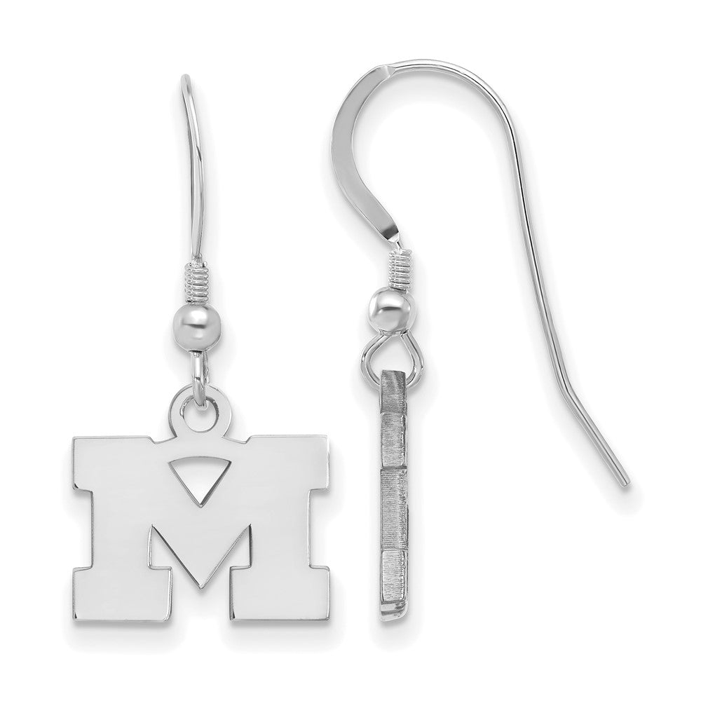 Sterlingsilber Rhodiniert Logoart University Of Michigan Buchstabe M Extra Klein Hängend Draht Ohrringe