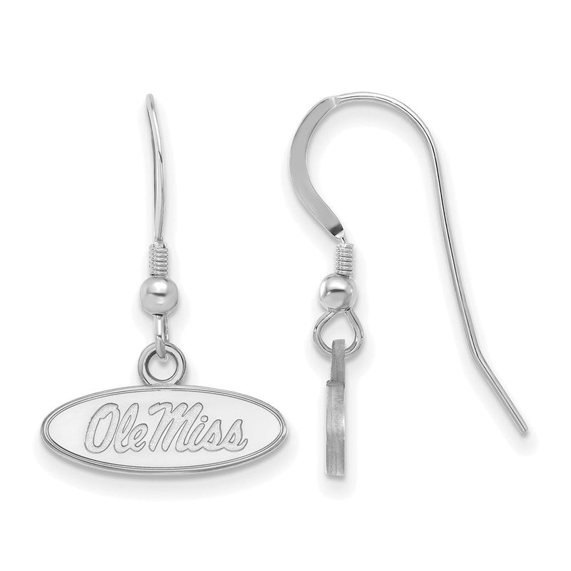 Sterlingsilber Rhodiniert Logoart University Of Mississippi Ole Miss Oval Extra Klein Hängend Draht Ohrringe