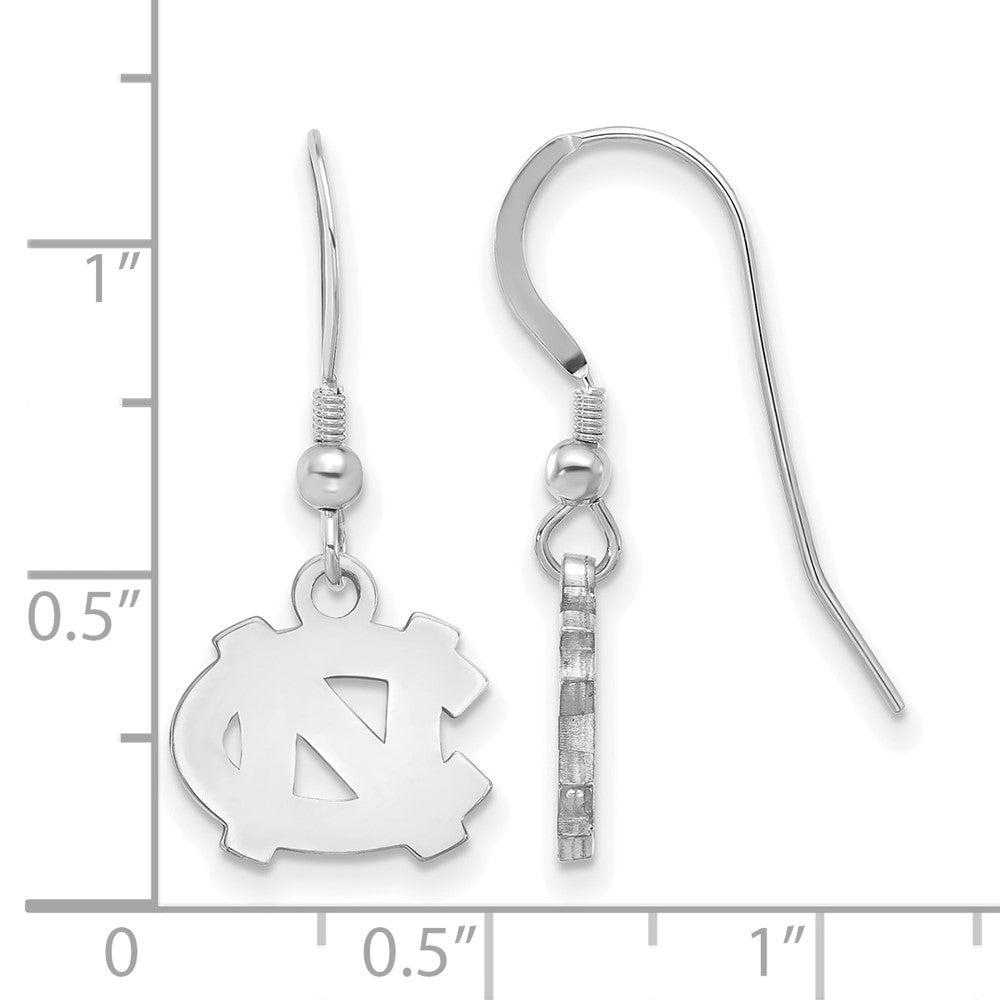 Sterlingsilber Rhodiniert Logoart University Of North Carolina N C Extra Klein Hängend Draht Ohrringe