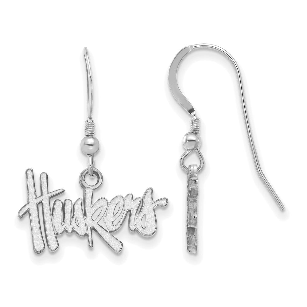 Sterlingsilber Rhodiniert Logoart University Of Nebraska Huskers Klein Hängend Draht Ohrringe