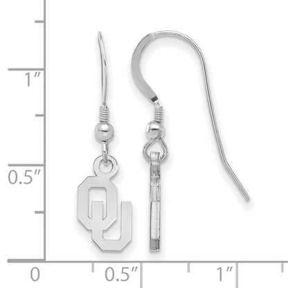 Sterlingsilber Rhodiniert Logoart University Of Oklahoma O U Extra Klein Hängend Draht Ohrringe