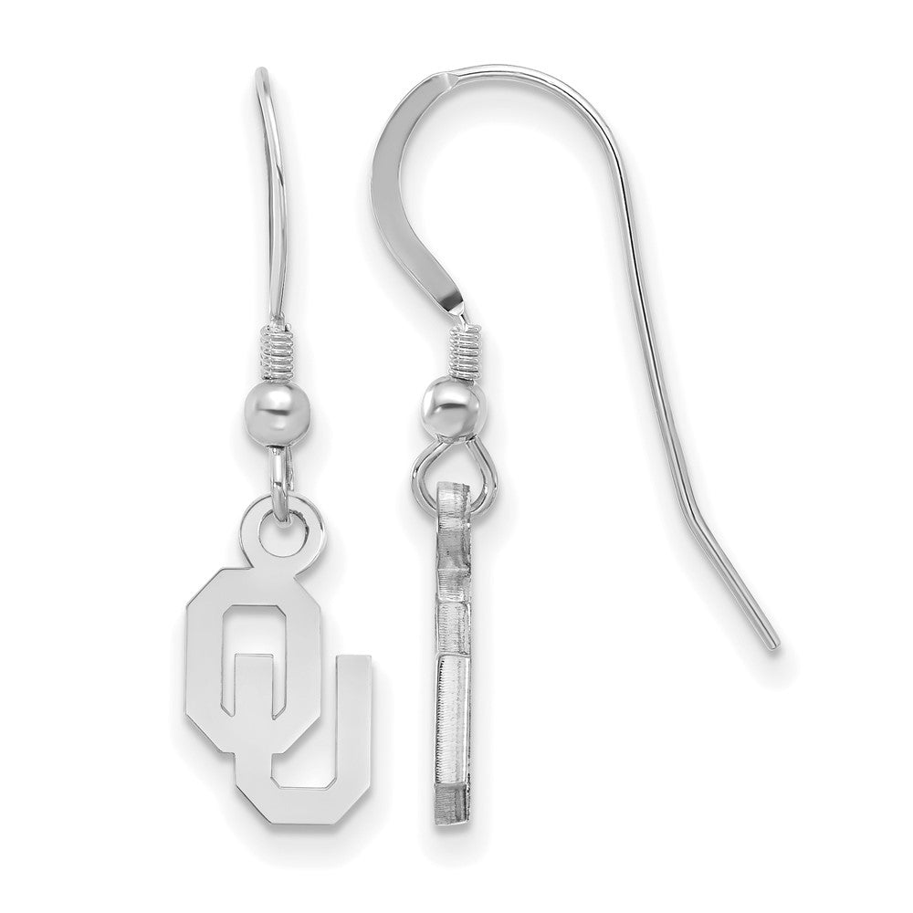 Sterlingsilber Rhodiniert Logoart University Of Oklahoma O U Extra Klein Hängend Draht Ohrringe